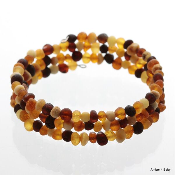 Raw Memory wire Baltic Amber Bracelet for Adults