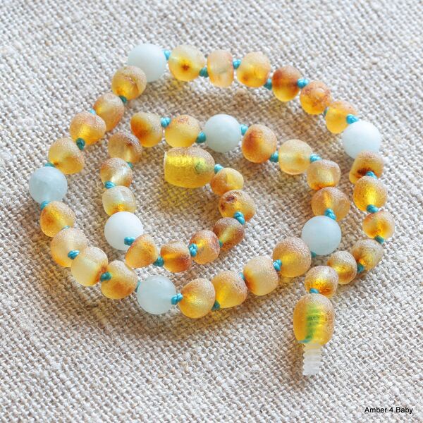 Gemstone Raw Baltic Amber Teething Necklace for Baby