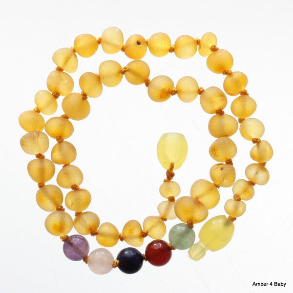 Gemstone Raw Baltic Amber Teething Necklace for Baby