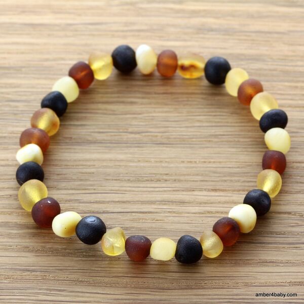 Raw Multi Baltic Amber Stretchy Bracelet for Adults