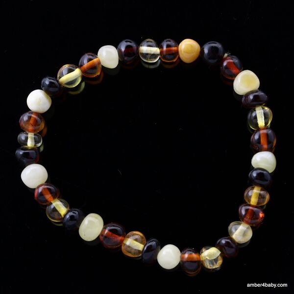 Multi Baltic Amber Stretchy Bracelet for Adults