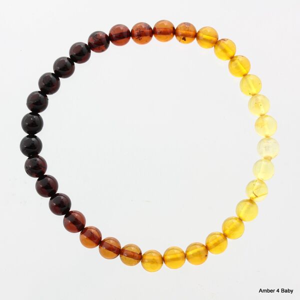 Polished ROUND beads Baltic amber stretchy bracelet